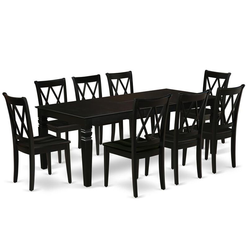 East West Furniture Dining Room Set Black, LGCL9-BLK-W