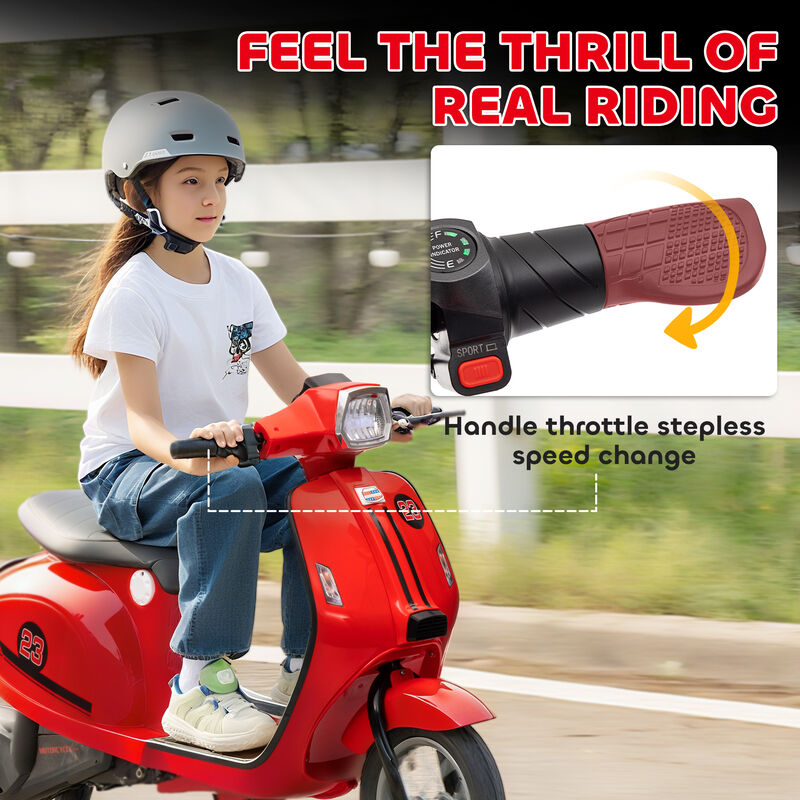 BreeBe 24V Kids Motorcycle with 3-Speed, Electric Motorcycle with Rear Suspension and LED Lights image number 4
