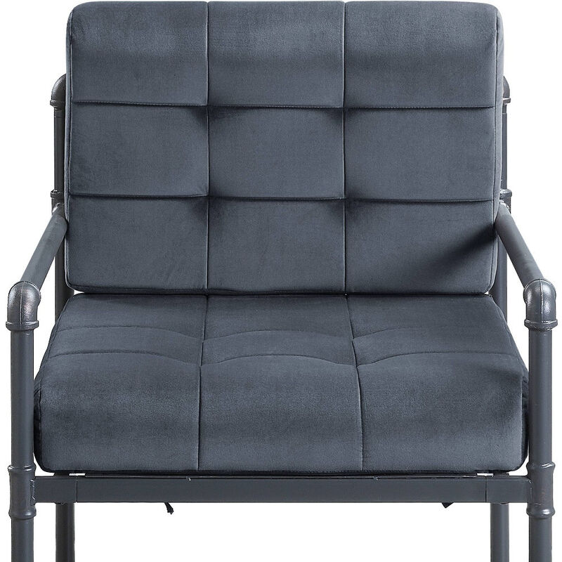 Velvet Upholstered Arm Chair with Sleek Steel Frame for Living Room
