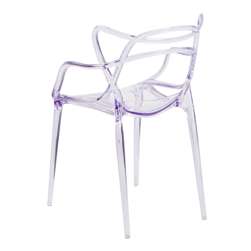 Contemporary Acrylic Open Back Dining Arm Chair – Transparent Seating