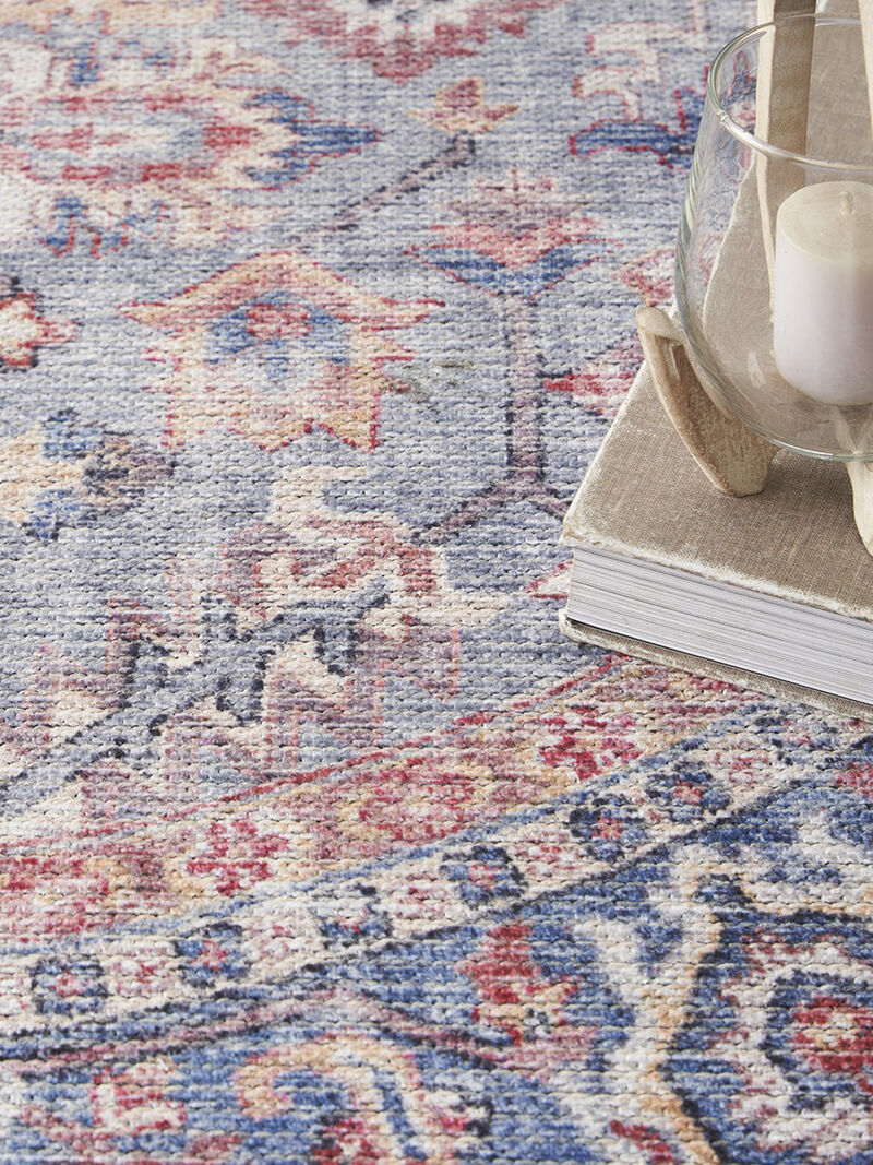 Machine Washable Series 1 SR104 Blue/Multicolor 5'3" x Round Rug