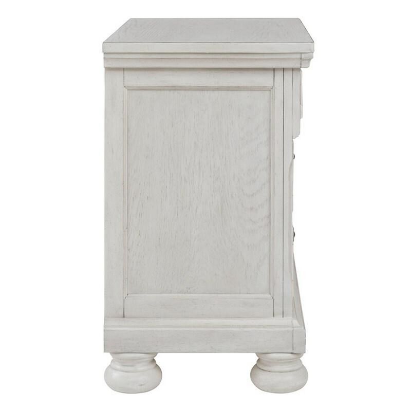 Julia 30 Inch Casual Nightstand, Wood, 2 Drawers, Pull Out Tray, White - Benzara image number 3
