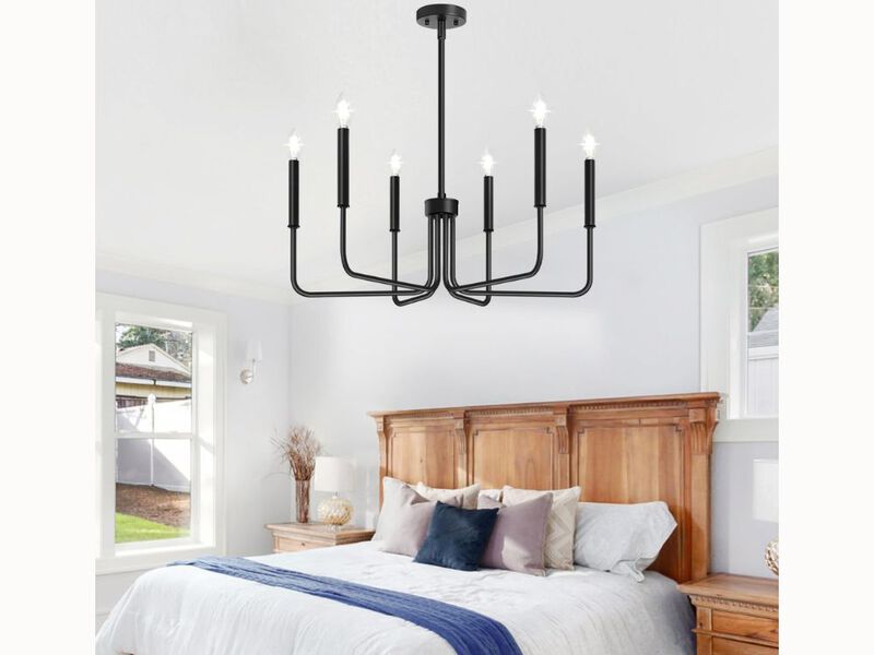 6-Light Black Farmhouse Chandelier – Industrial Modern Fixture for Dining Room, Kitchen & Bedroom