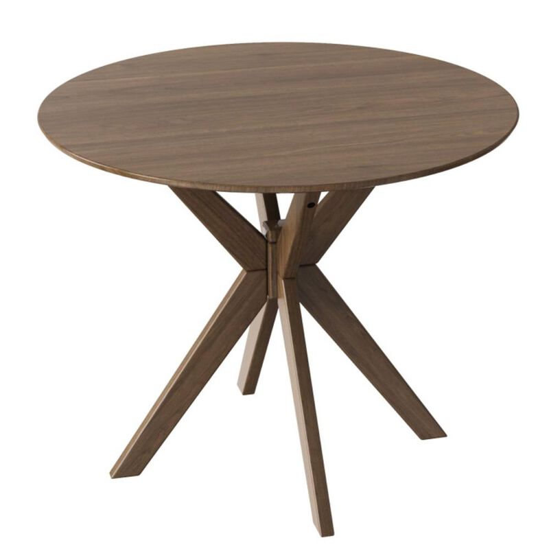 Hivvago 36 Inch Round Wood Dining Table with Intersecting Pedestal Base