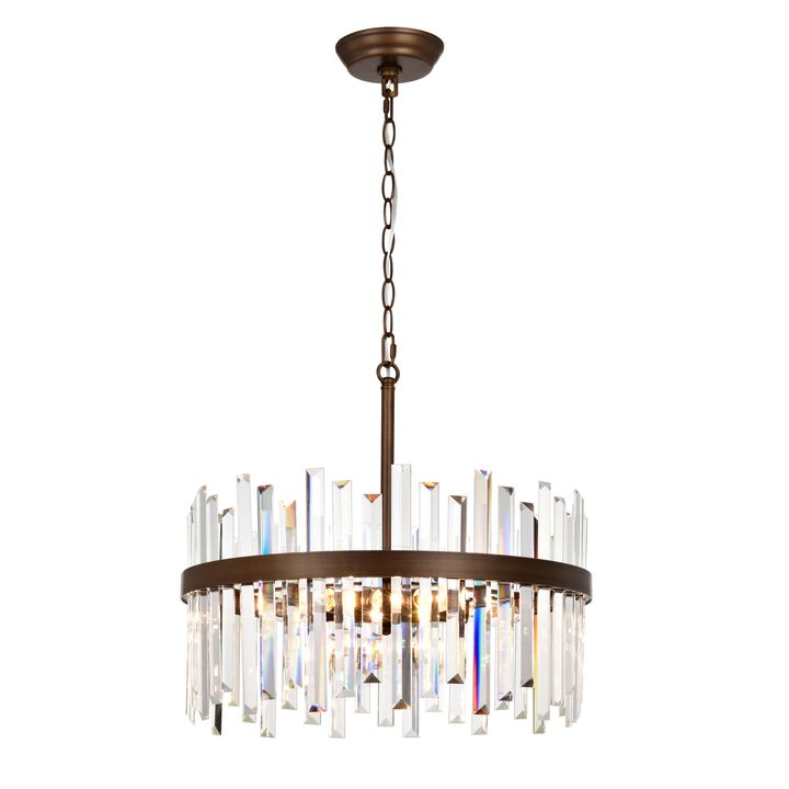 Candela Satin Bronze Finish 5-light Drum Crystal Glass Chandelier