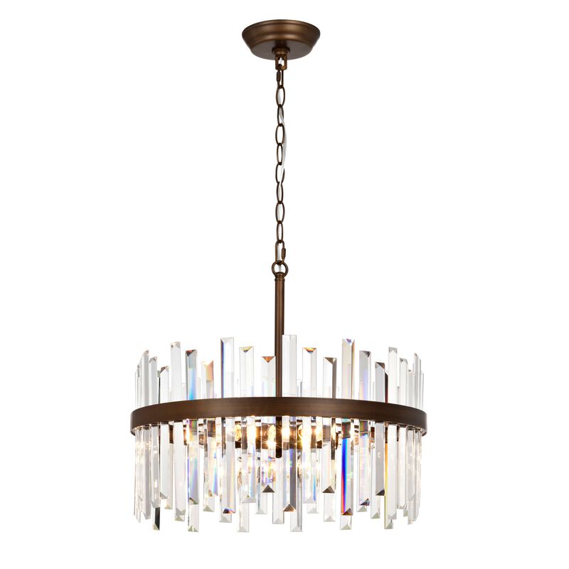 Candela Satin Bronze Finish 5-light Drum Crystal Glass Chandelier image number 0