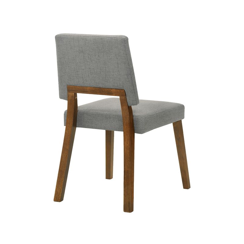 Yumi 23 Inch Dining Chair, Set of 2, Charcoal Gray Fabric, Walnut Brown - Benzara