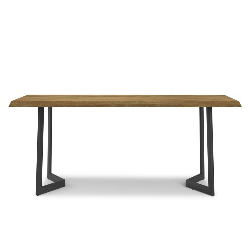 Watkins SOLID MANGO WOOD and Metal 72 inch x 36 inch Rectangle Modern Dining Table with Inverted Metal Base in Light Brown image number 4