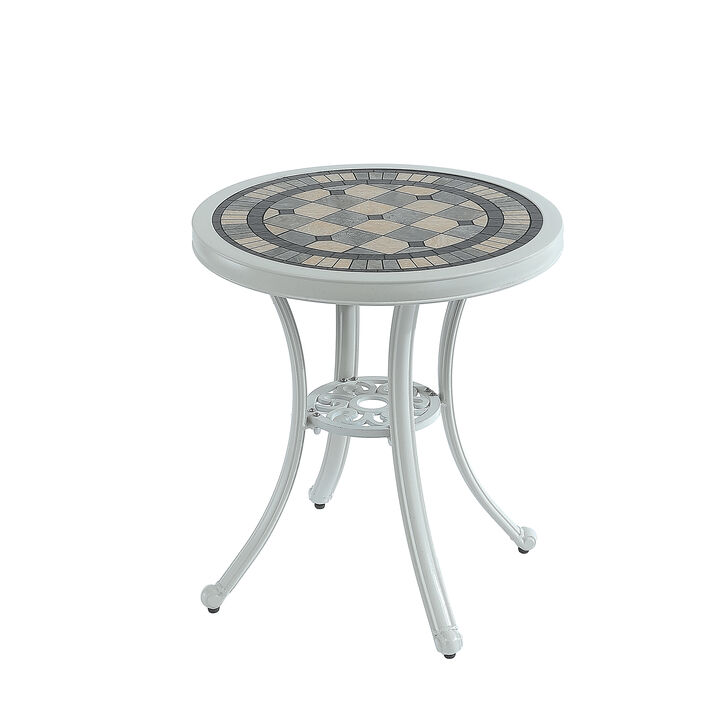 Mondawe Outdoor Elegance Cast Aluminum 24in Dining Table with Rust-Resistant Frame and European Carvings