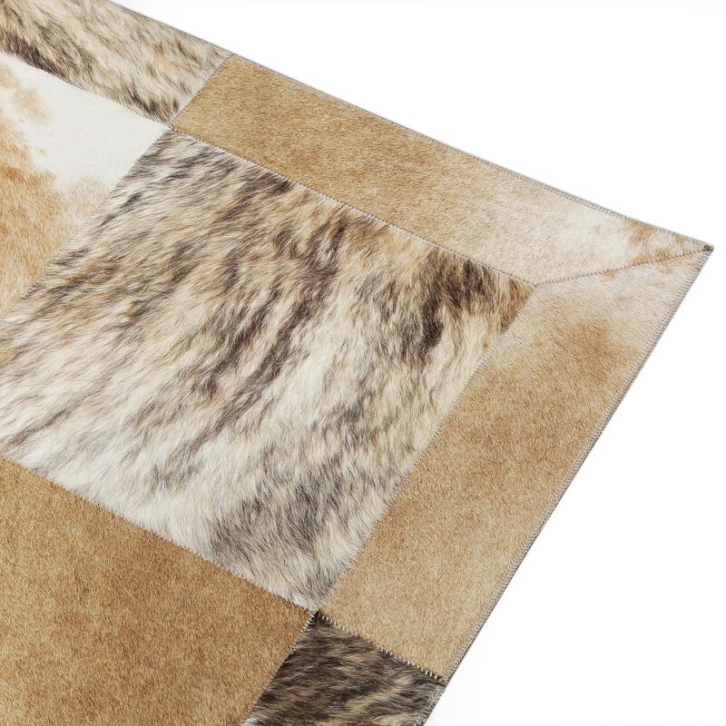 Earth Tones Cowhide Patchwork Rug image number 4