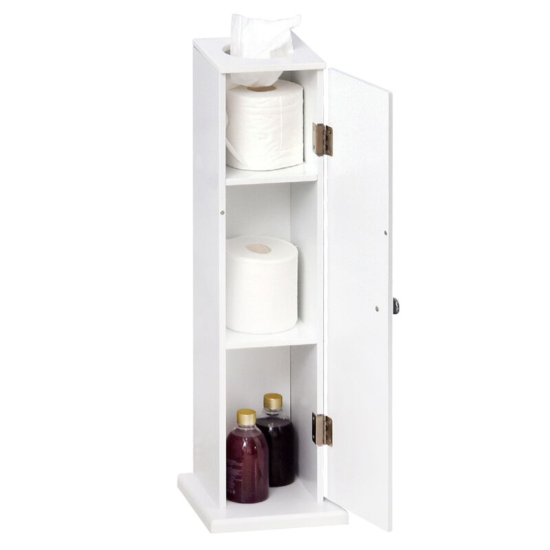 Slim Bathroom Storage: 26" White Narrow Toilet Paper Cabinet