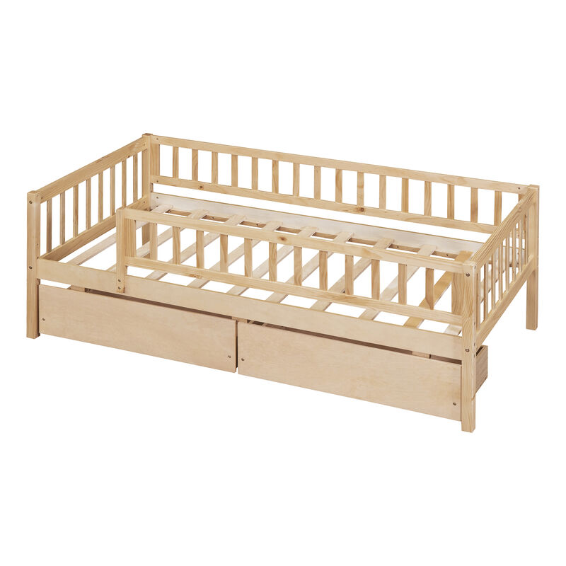 Whisen Twin Size Daybed Wood Bed with Two Drawers image number 4