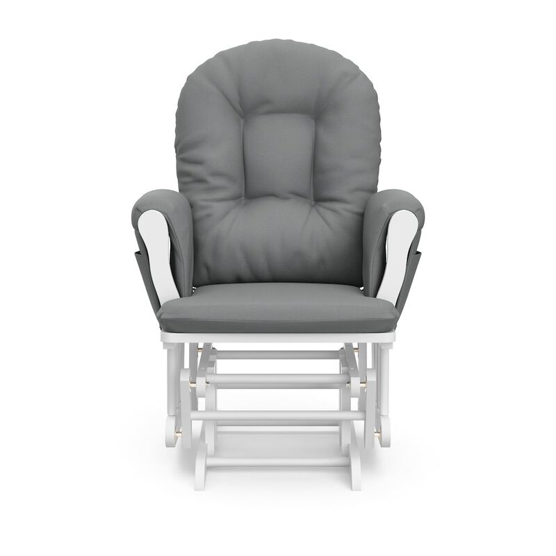 Storkcraft Hoop Glider and Ottoman - White with Gray