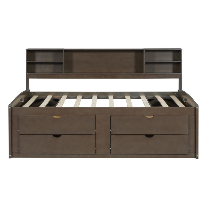 Merax Wood Daybed with Storage Cabinets