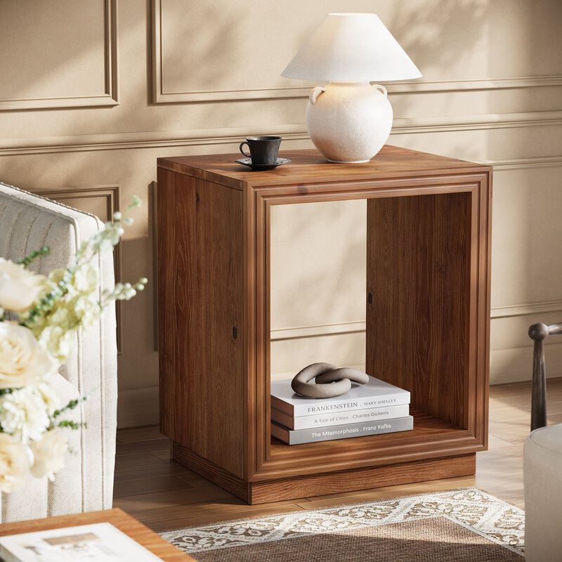 Solid Wood 2-Tier Rustic End Table for Living Room & Small Spaces image number 6