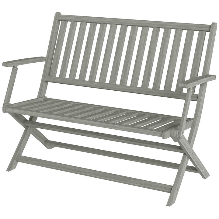 Hivvago 2-Person Foldable Wooden Outdoor Bench with Backrest