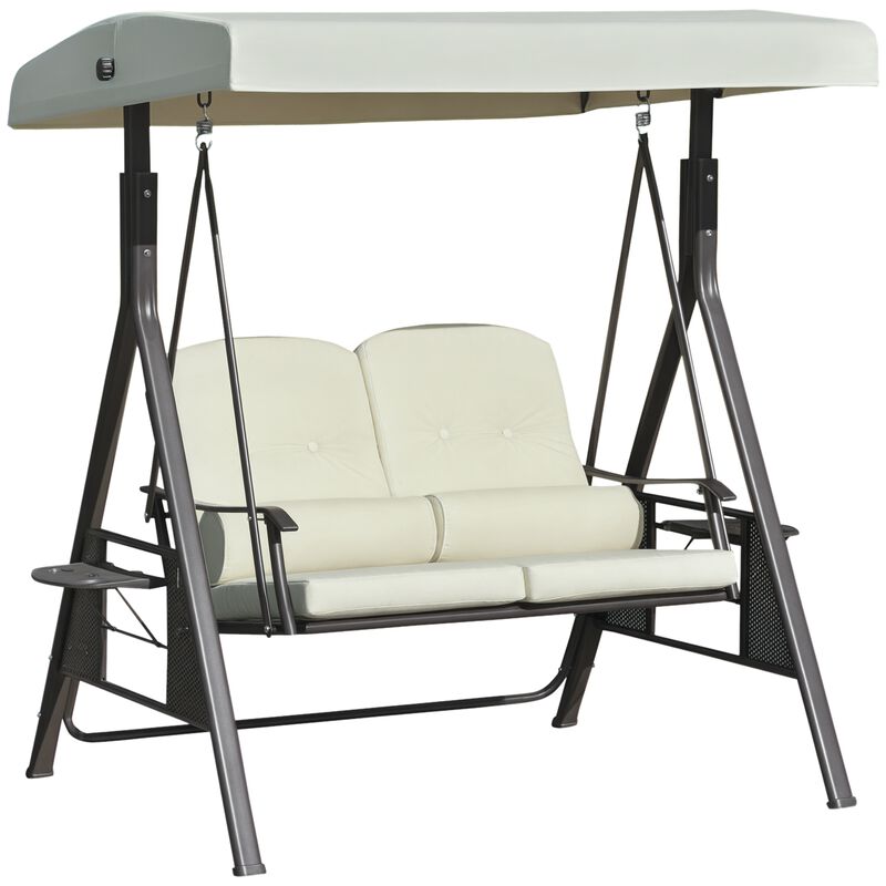 Hivvago 2-Person Patio Swing with Adjustable Canopy & Tray image number 0