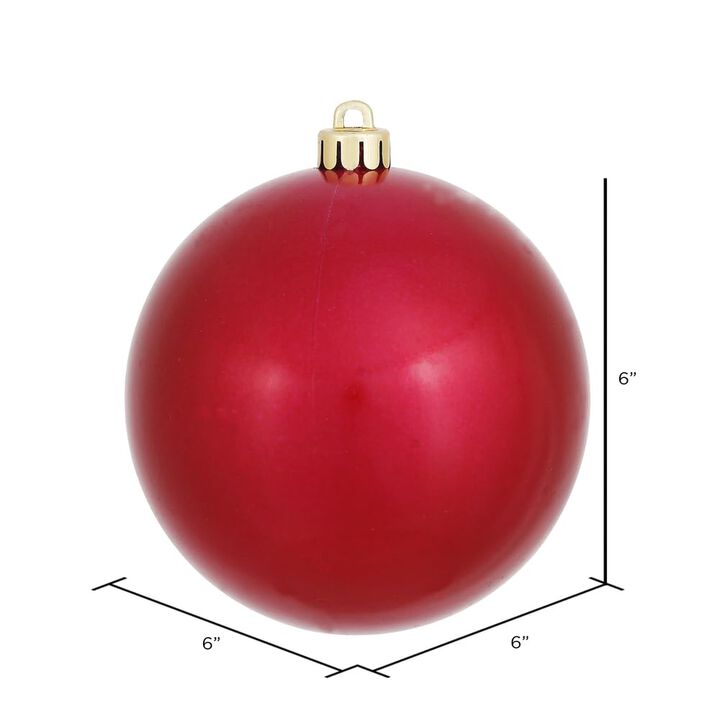 Vickerman Candy Finish Shatterproof Christmas Ball Ornament, UV Resistant with Drilled Cap, 4 per Bag, 6", Wine