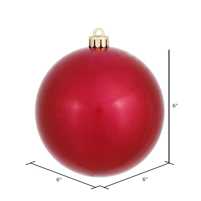Vickerman Candy Finish Shatterproof Christmas Ball Ornament, UV Resistant with Drilled Cap, 4 per Bag, 6", Wine image number 1