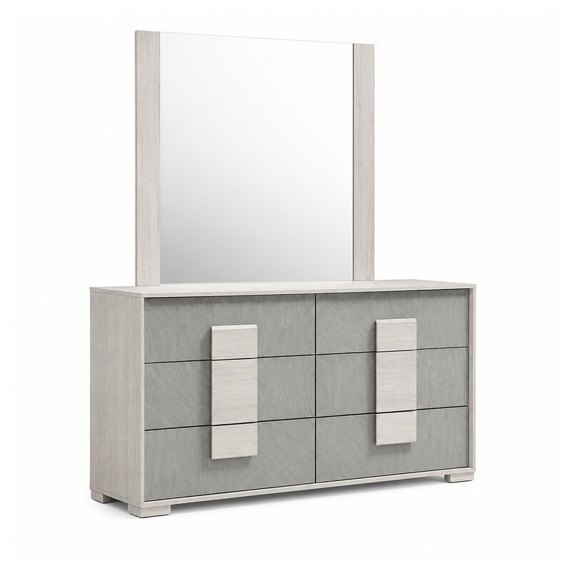 Nomi 4pc Queen Bedroom Set w LED Headboard, Stone Gray Drawers image number 3