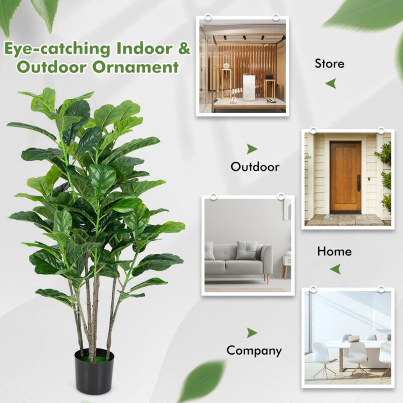 Hivvago 2-Pack Artificial Fiddle Leaf Fig Tree for Indoor and Outdoor