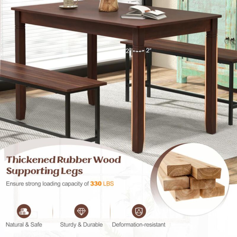 Hivvago Wooden Dining Table for 4 People Rectangular Kitchen Table with Rubber Wood Legs.