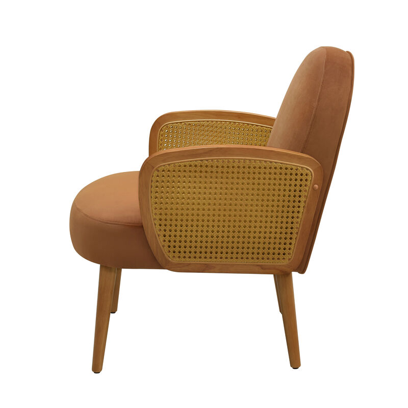 Merax Mid-century Accent Chair with Rattan Armrests