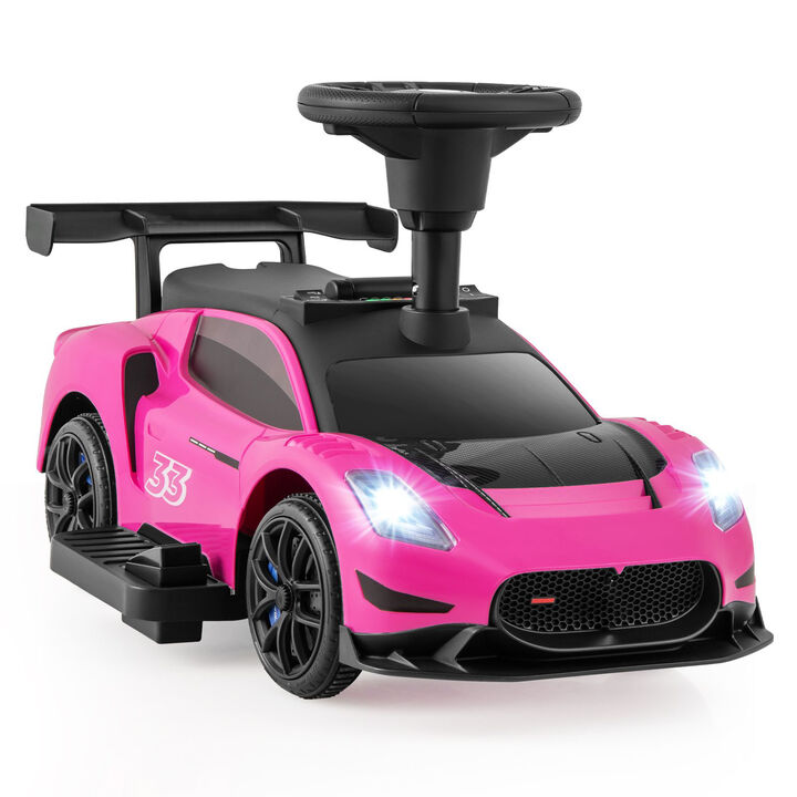 6V Battery Powered Kids Ride-On Push Car with Foot Pedal and Music
