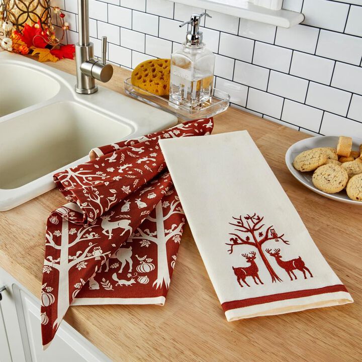 SKL Home By Saturday Knight Ltd Vern Yip Harvest Otomi Dish Towel Set - 2 Pack - 18X28", Rust