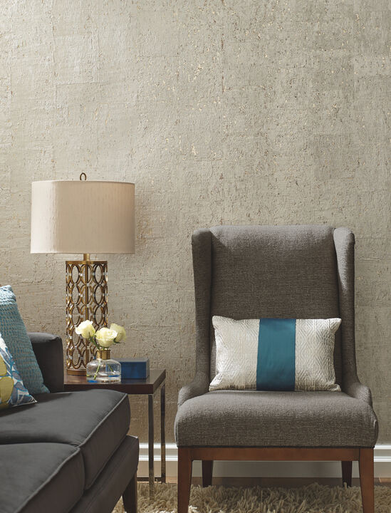 Cork Warm Silver Wallpaper