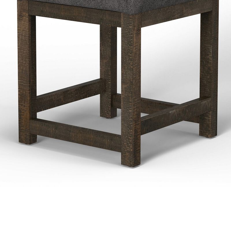 Lamy Counter Height Chair, Curved Arms, Compact, Rich Gray Polyester