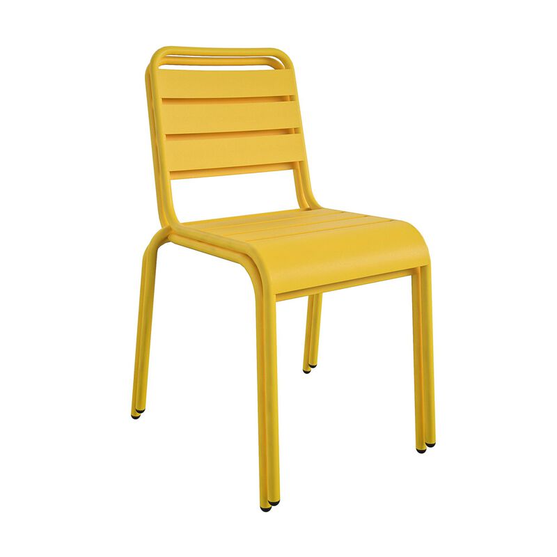 Novogratz Poolside Gossip, June Outdoor/Indoor Stacking Dining Chairs, 2-Pack, Yellow