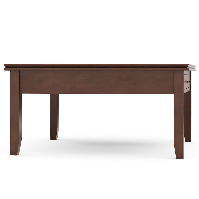 Artisan SOLID WOOD 36 inch Wide Square Transitional Square Coffee Table in Russet Brown