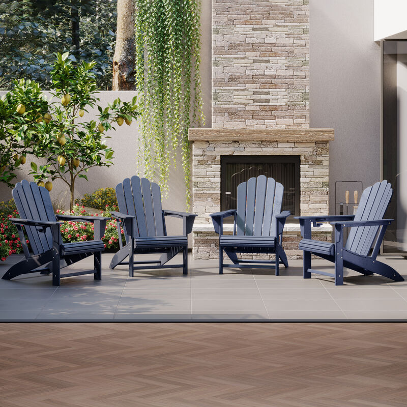 WestinTrends Outdoor Patio HDPE Adirondack Chairs With Cup Holders (Set of 4)