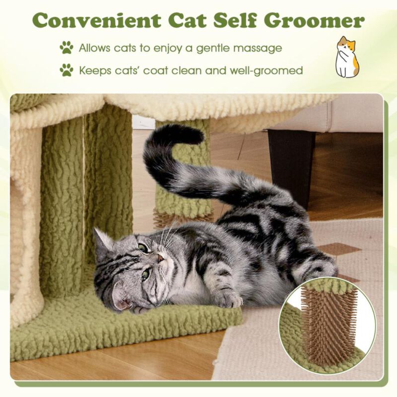 Hivvago 38 Inch Tall Multi-Level Aesthetic Kitten Tower with Condo and Bed