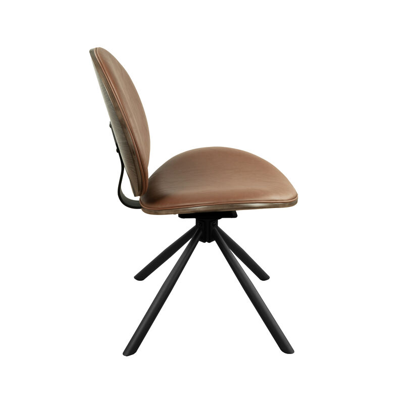 HomeRoots Brown and Black Faux Leather And Metal Dining Side Chair