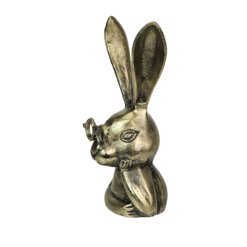 Whimsical Gold Bunny Statue &ndash; 10.25" Cast Aluminum, Elegant Home Decor image number 2