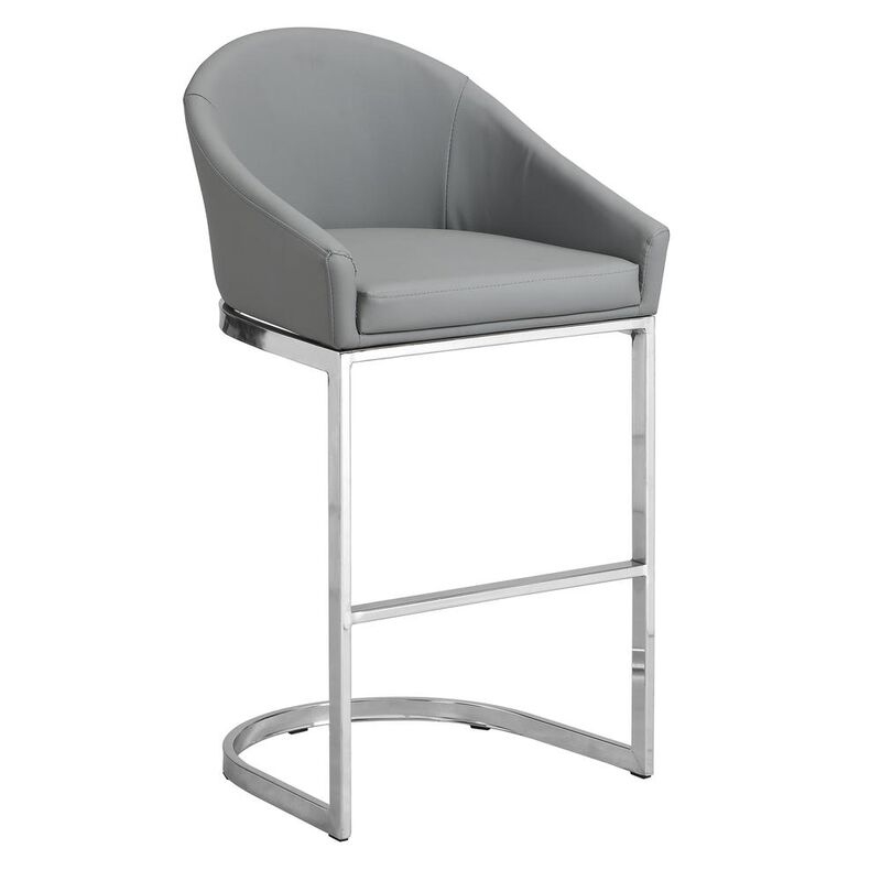 Carolina Living Torano 26 Upholstered Counter Stool - Chrome - Gray Upholstery