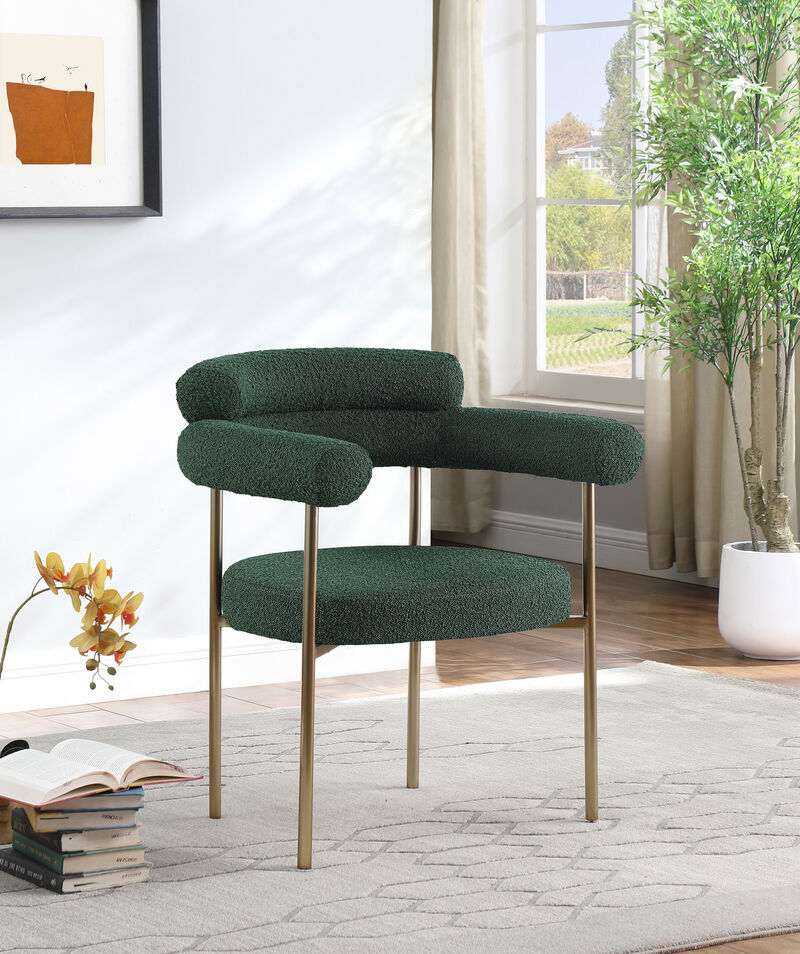 Meridian Furniture Blake Green Boucle Fabric Dining Chair, Set of 2