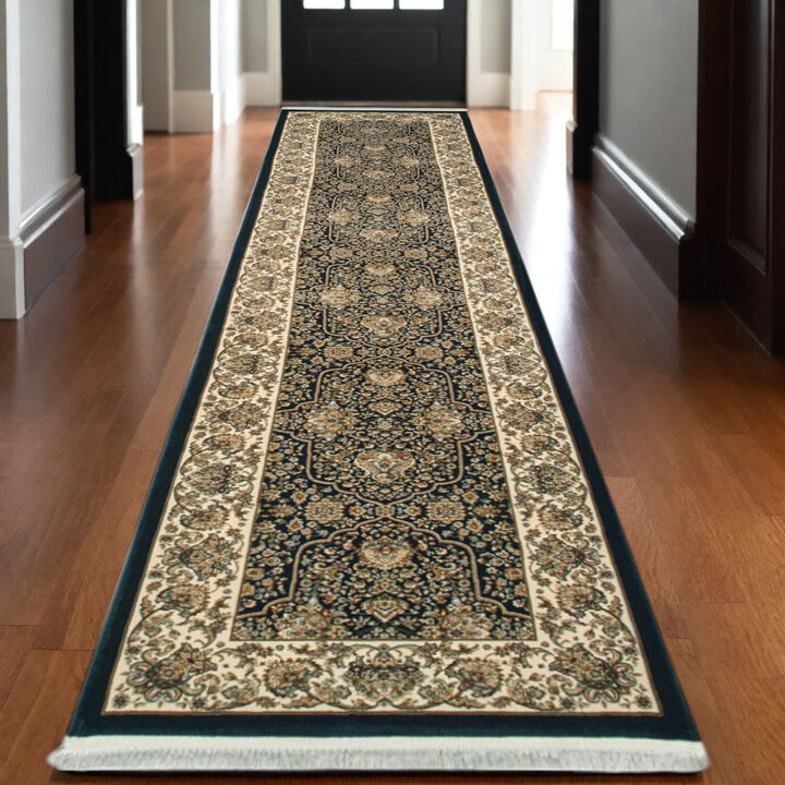 HomeRoots Oriental Runner Rug With Fringe