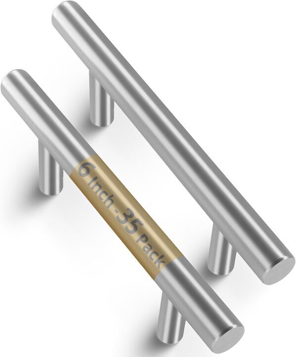 Mega Handles 35 Pack I Cabinet Pulls 6 Inch, Stainless Steel Cabinet Handle Pulls I Ideal for Kitchen Drawer, Cabinets, Door, Cupboard I Hardware for Cabinets - Hole Distance 3.75 Inch