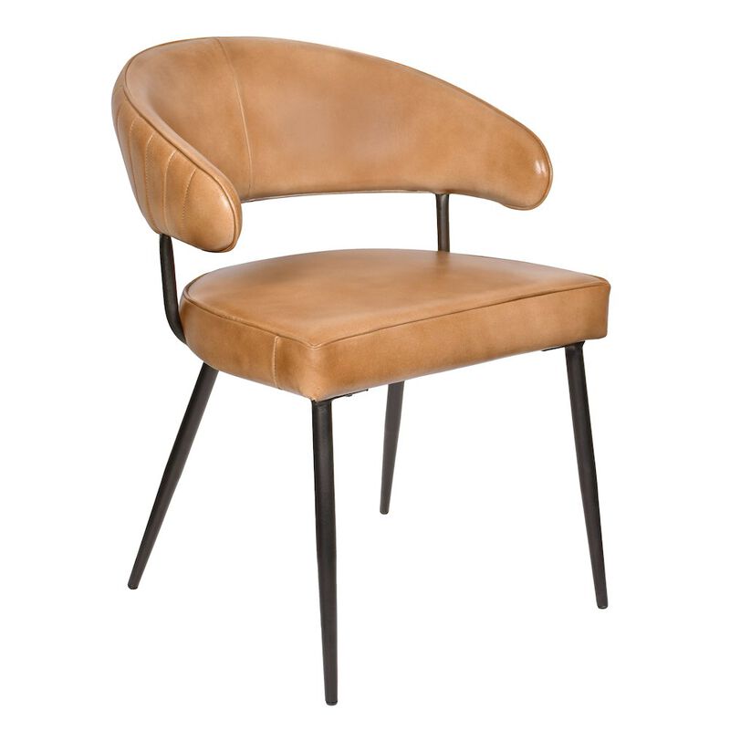 Barrett Genuine Leather Side Chair in Caramel 2-Piece Set