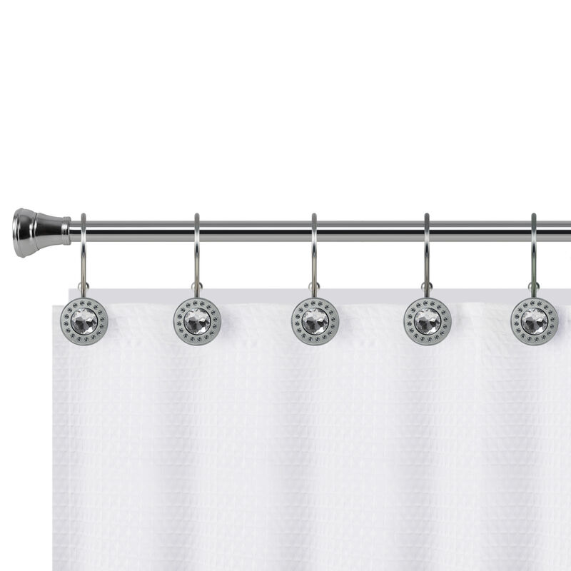 12-Piece Resistant Metal Double Shower Curtain Hooks with Large Center Crystal image number 5