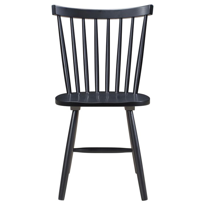 Halie Dining Side Chair Set of 2, Spindle Back, Black Asian Hardwood - Benzara