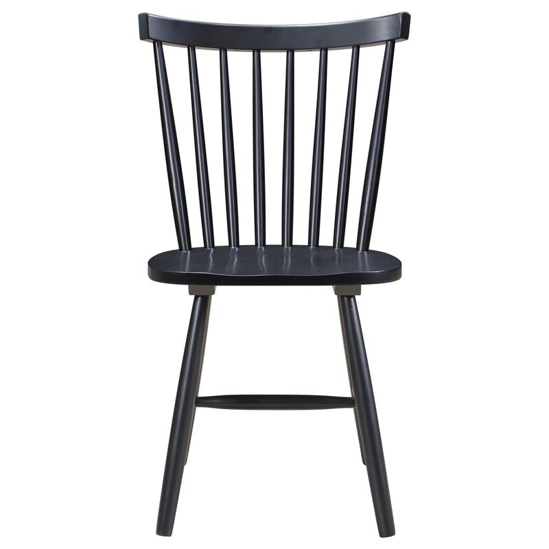 Halie Dining Side Chair Set of 2, Spindle Back, Black Asian Hardwood - Benzara