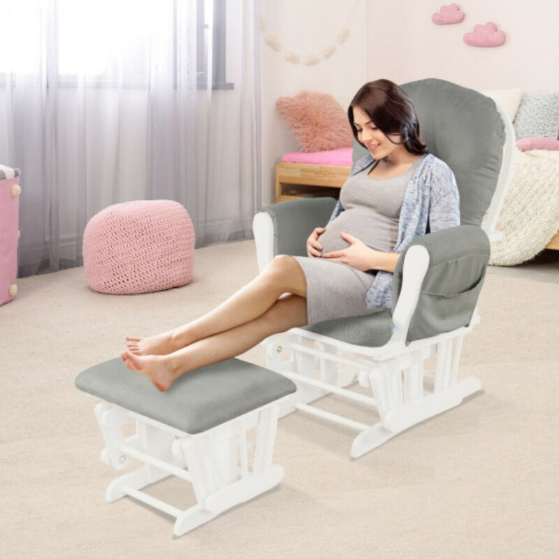 Baby Nursery Relax Rocker Rocking Chair Glider and Ottoman Set
