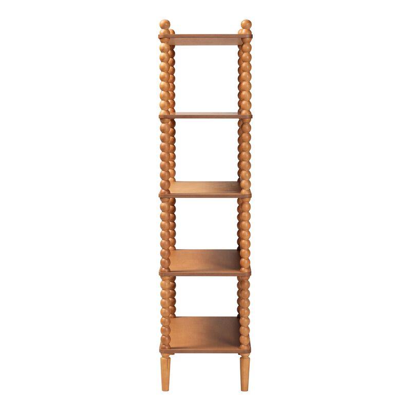 Baxton Studio Lucera Bobbin Display Shelf - 5-Tier Open Frame Vertical Bookcase with Spindle Posts for Living Room or Office image number 2