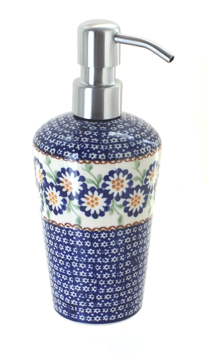 Blue Rose Polish Pottery Periwinkle Soap Dispenser