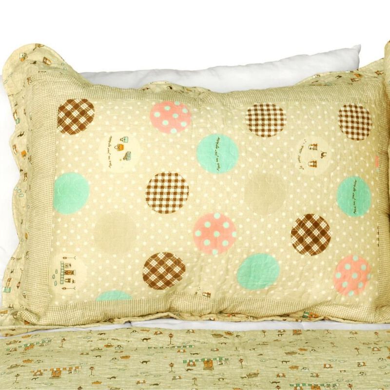 Vermicelli Quilted Cotton Printed Quilt Set Queen Size Corda Design Set image number 2