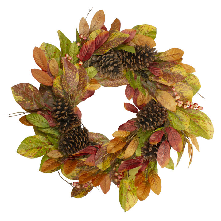 Leaves and Berries Twig Artificial Thanksgiving Wreath - 26-Inch  Unlit